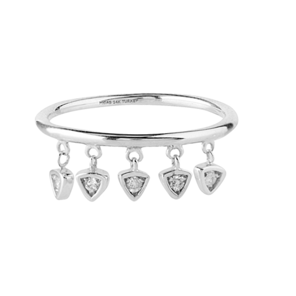 NWT 14K Gold Diamond Dangle Element Ring